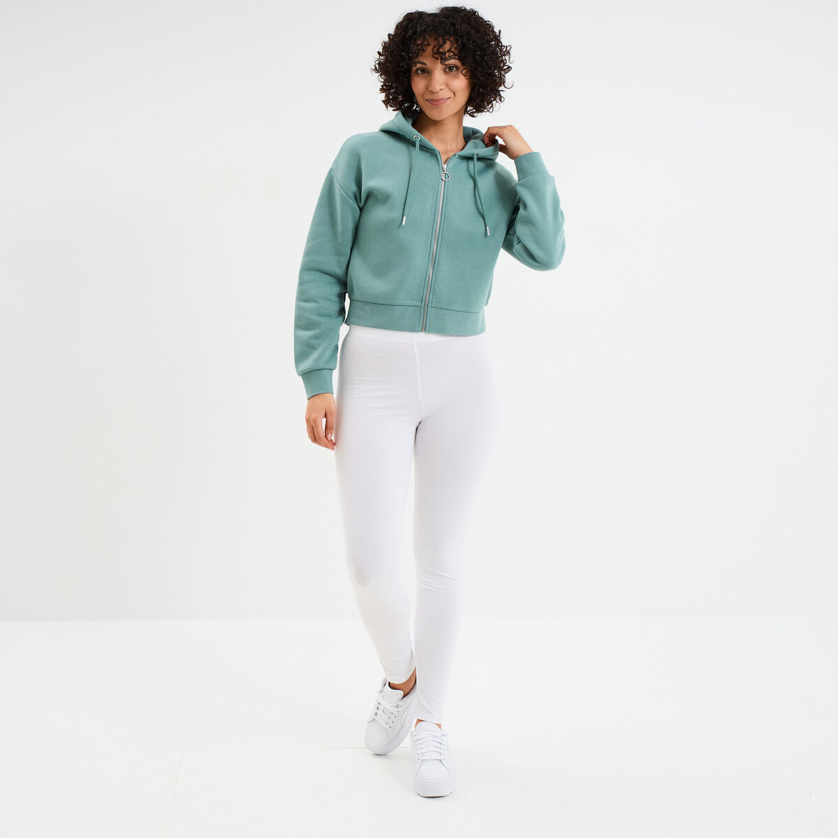 Legging taille haute blanc femme