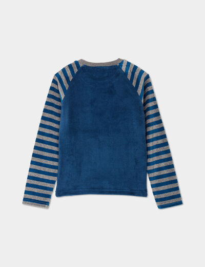 Ensemble pyjama pantalon effet velours bleu marine garçon
