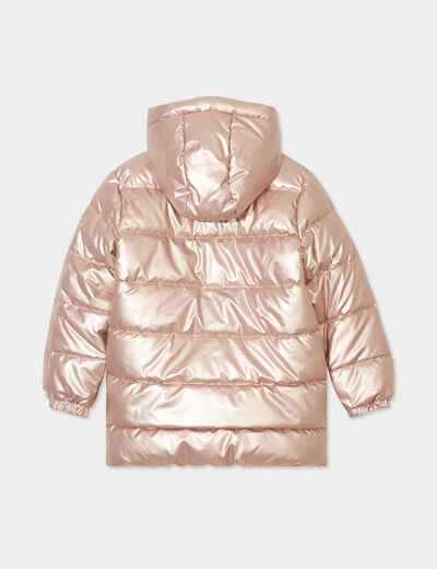 Doudoune doublure polaire à capuche couleur argent fille