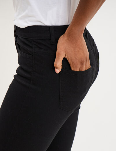Pantalon capri slim twill 5 poches noir femme