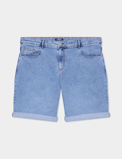 Short en jean droit 5 poches denim double stone femme grande taille