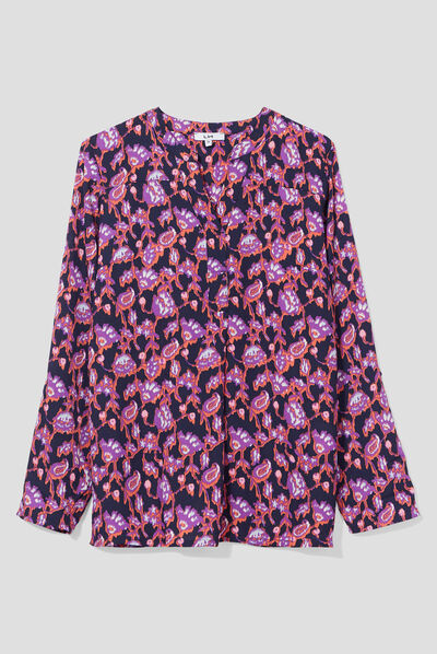 Blouse manches longues bleu marine femme
