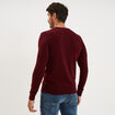 Pull jersey avec col en V violet fonc&eacute; homme