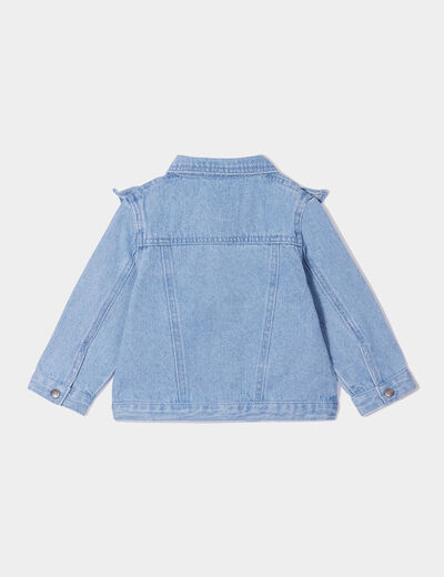 Veste jean à volants en coton denim double stone bébé fille