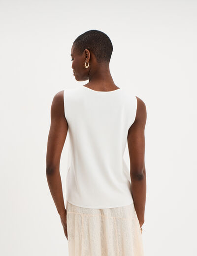 Gilet sans manches col en V blanc femme