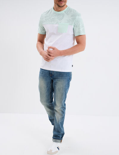 T-shirt manches courtes 1 poche coton vert pastel homme