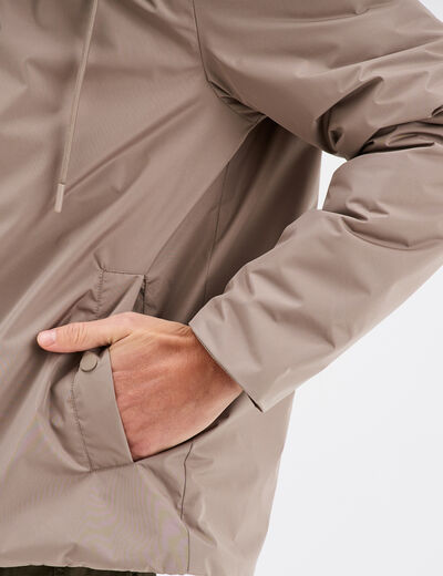 Blouson à capuche déperlant taupe homme