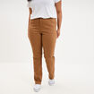 Pantalon droit taille haute extensible marron femme grande taille