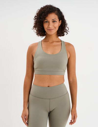 Brassi&egrave;re de sport dos nageur vert kaki femme