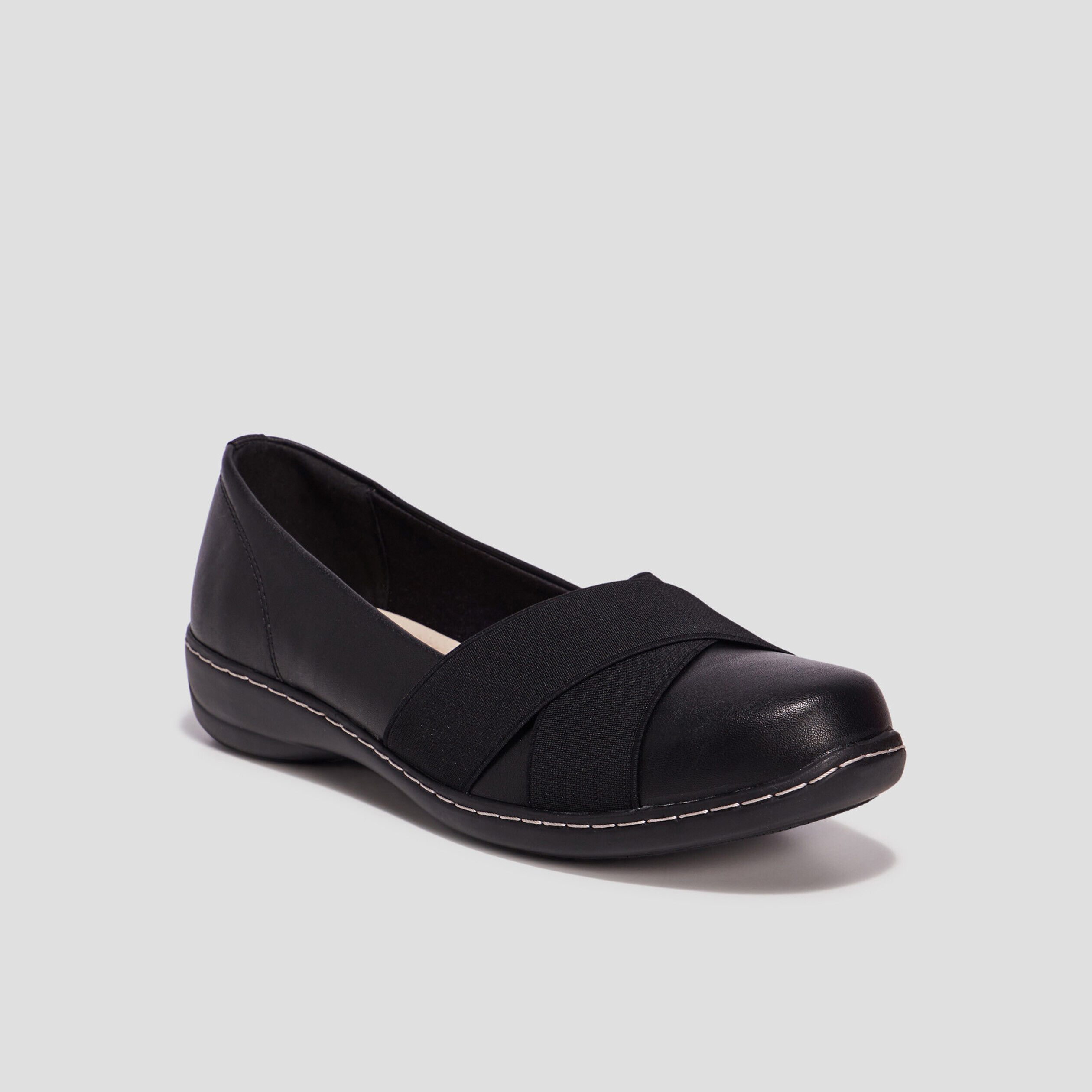 Ballerines compensées en cuir noir femme CONFORTISSIMO