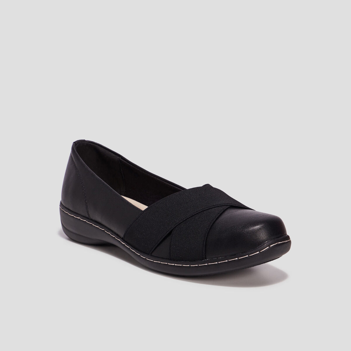 Ballerines compensées en cuir noir femme
