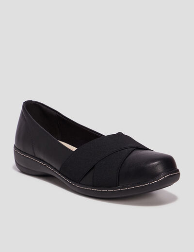 Ballerines compensées en cuir noir femme