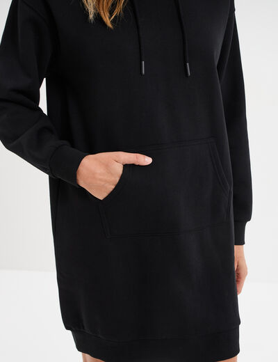Robe sweat à capuche noir femme