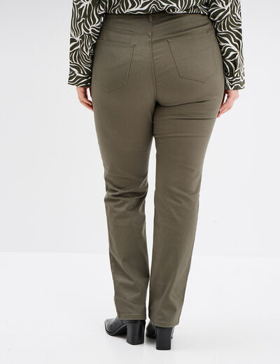 Pantalon straight taille haute Modavista vert kaki femme grande taille