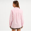 Chemise manches longues 1 poche coton rose clair femme
