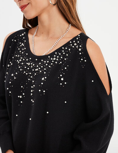 Pull manches chauves-souris Mosquitos noir femme