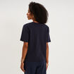 T-shirt manches courtes col rond coton bleu fonc&eacute; femme