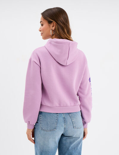 Sweat hoodie cropped à capuche Stitch parme femme