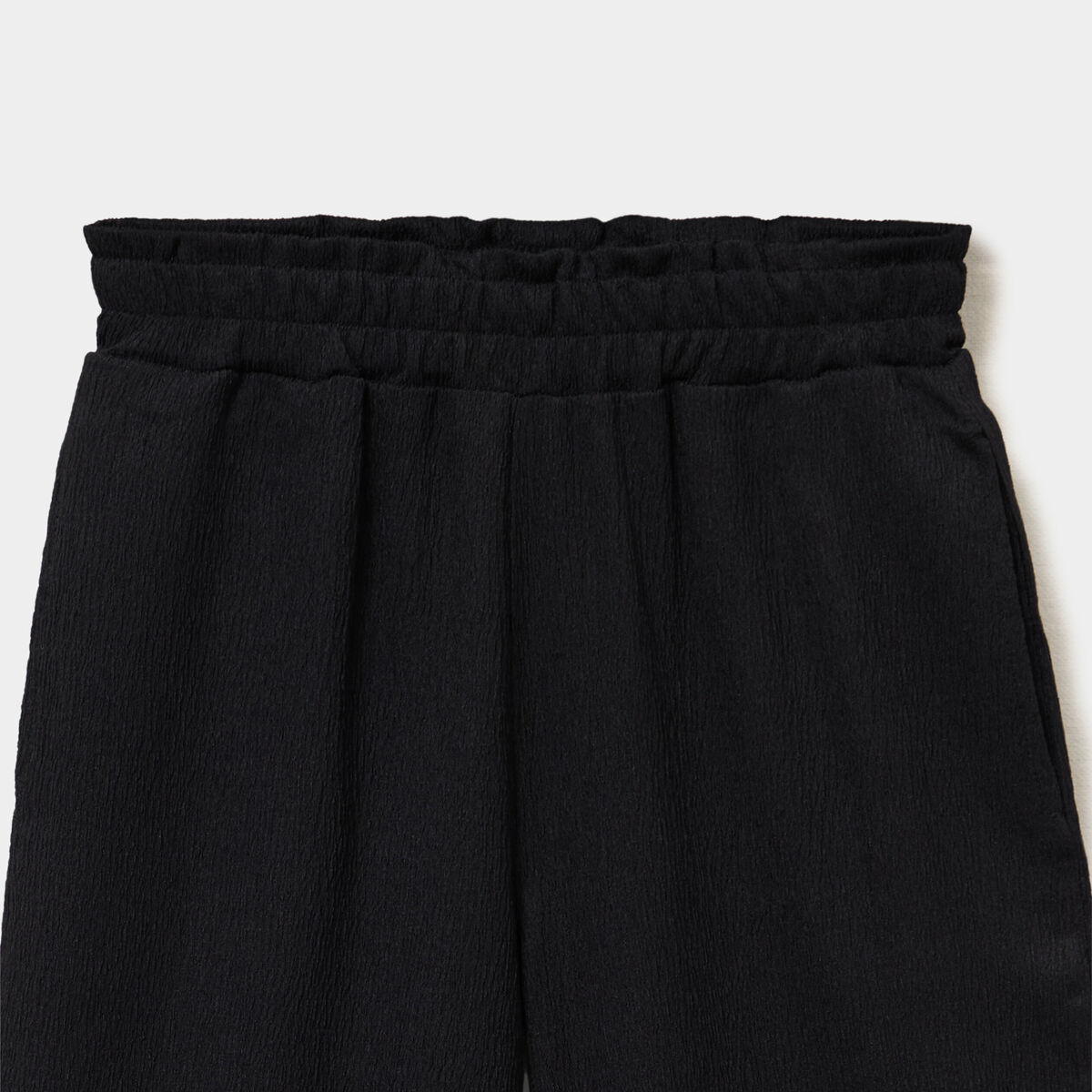Pantalon droit taille &eacute;lastiqu&eacute;e noir fille