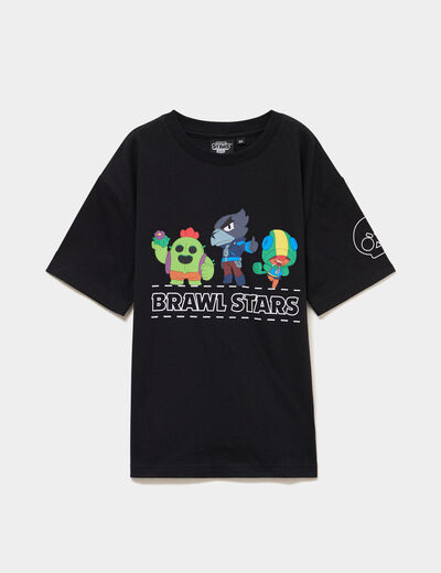 T-shirt col rond coton Brawl Stars noir gar&ccedil;on
