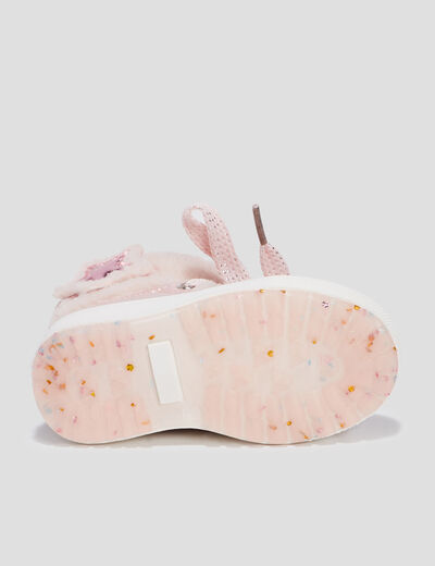 Bottes fourrées bout rond rose bébé fille