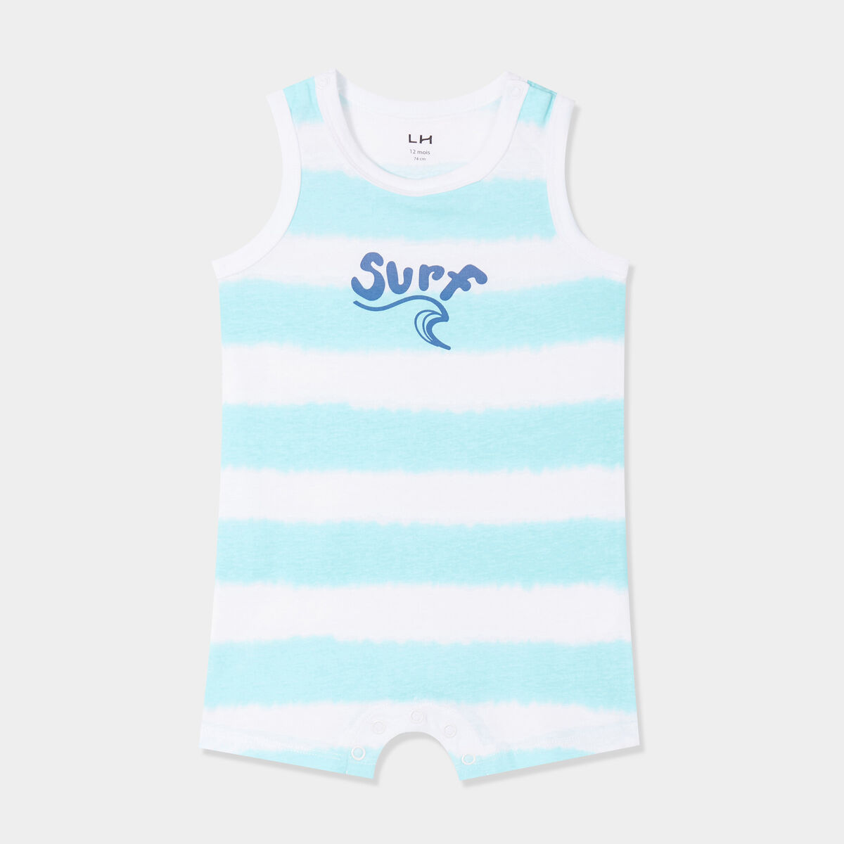 Combishort sans manches coton bleu turquoise bébé garçon