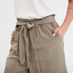 Short paperbag fluide ceinturé vert kaki femme