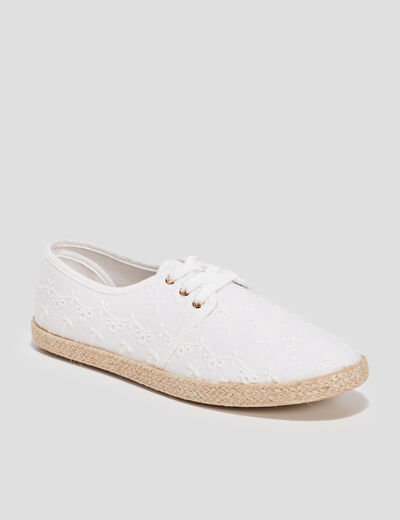 Derbies en toile à lacets blanc femme