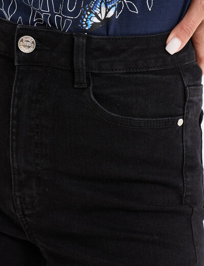 Jeans slim taille haute denim noir femme