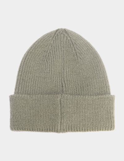 Bonnet tricot&eacute; vert kaki mixte