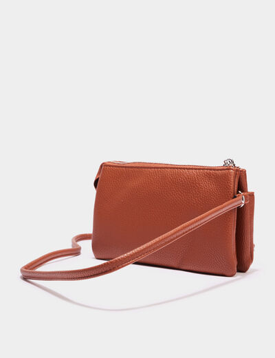 Sac en bandoulière zippé marron cognac femme