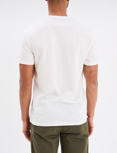 T-shirt col tunisien manches courtes blanc homme