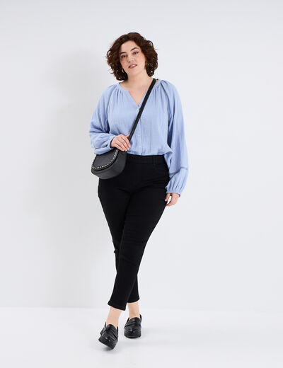 Jegging avec passants taille haute denim noir femme grande taille