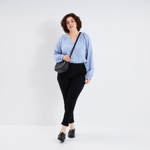 jegging avec passants taille haute denim noir femmegt Jegging avec passants taille haute denim noir femme grande taille