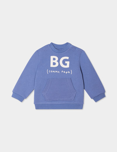 Sweat manches longues avec poche bleu lavande bébé garçon