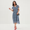 Robe midi droite bleu canard femme