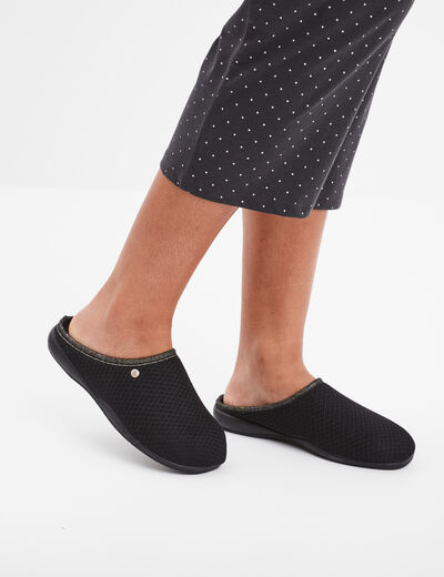 Chaussons mules noir femme
