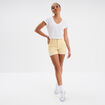 Short en jean slim coton stretch creme femme