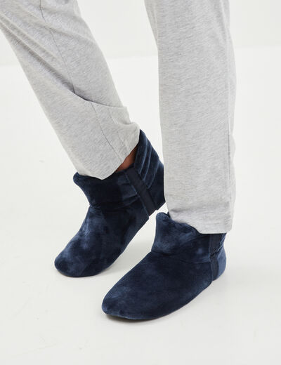 Chaussons boots aspect velours gris homme
