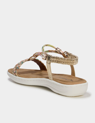 Sandales compens&eacute;es d&eacute;tails bijoux multicolore femme