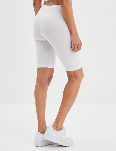 Legging court cycliste ajusté blanc femme