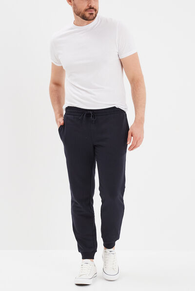 Jogging droit molleton bleu marine homme