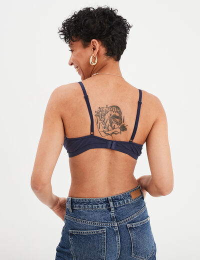 Soutien-gorge triangle sans armatures bleu marine femme