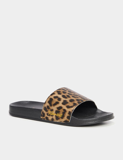 Mules de plage noir femme