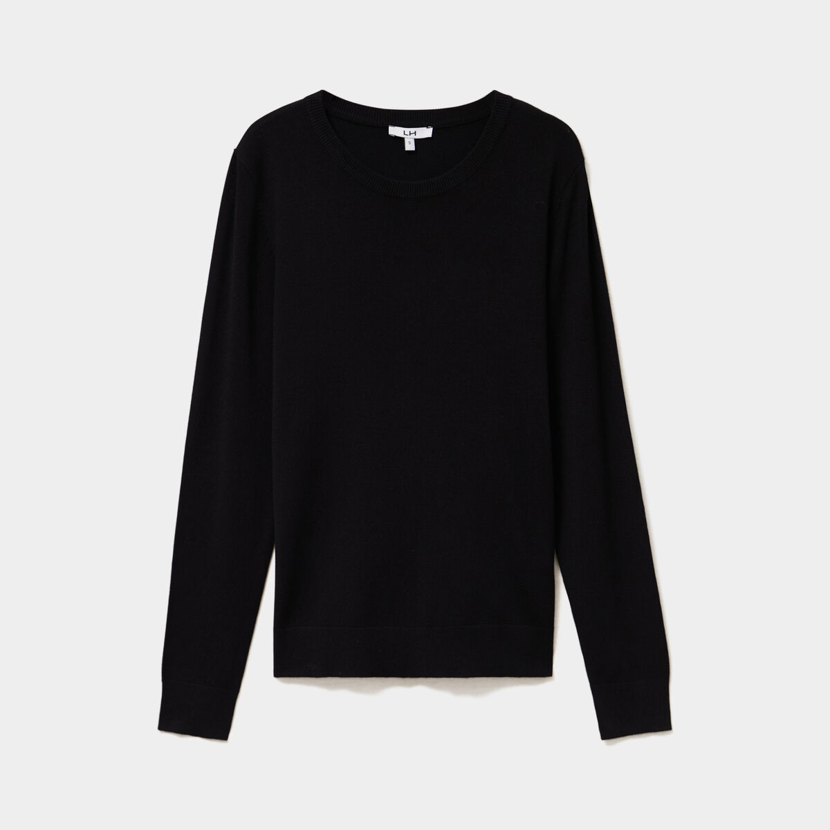 Pull col rond manches longues noir femme