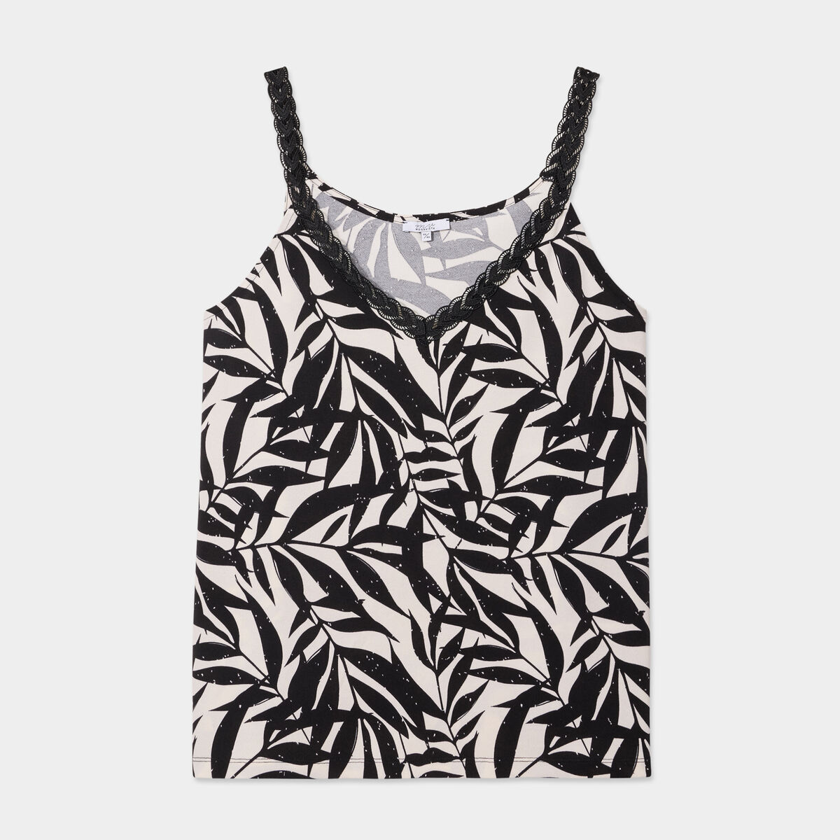Débardeur col V bretelle macramée ecru femme grande taille
