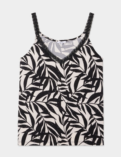 Débardeur col V bretelle macramée ecru femme grande taille