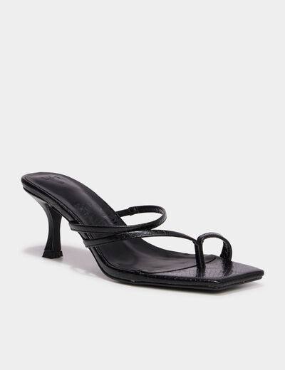 Mules &agrave; talons kitten heels noir femme