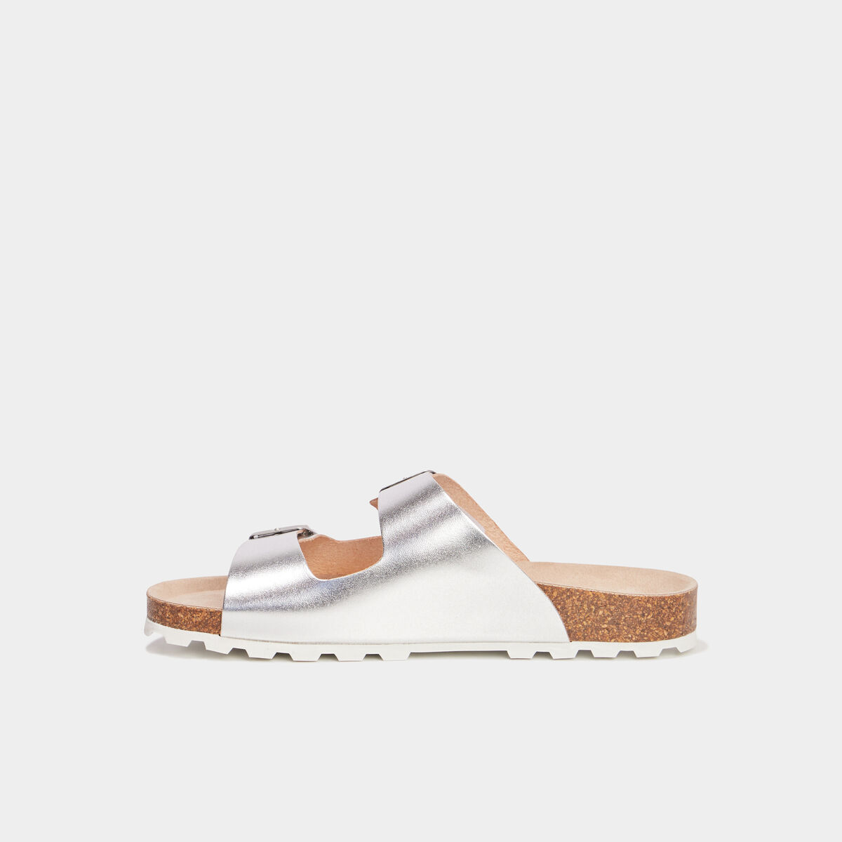 Mules métallisées Kickers gris argent femme