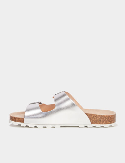 Mules métallisées Kickers gris argent femme